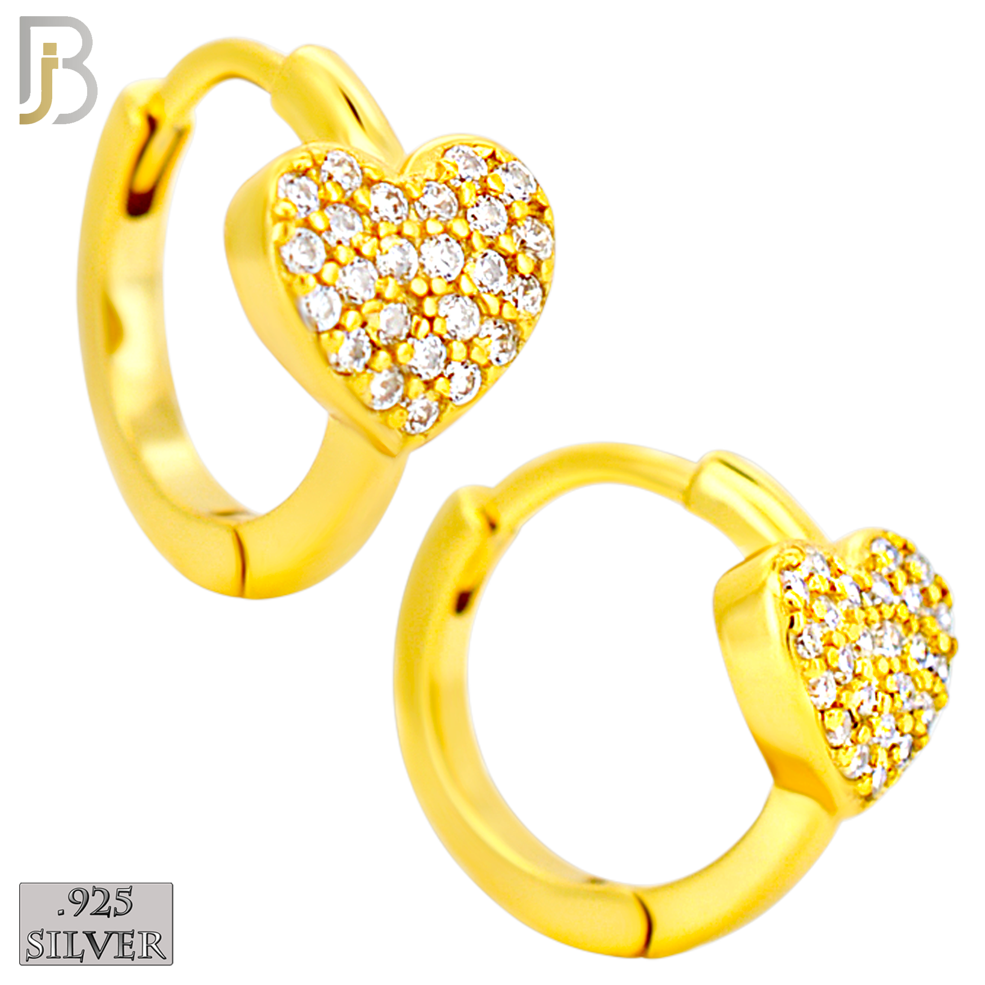 925-ES447 - 925 Sterling Silver Heart Huggies Earring with Zircon image 2