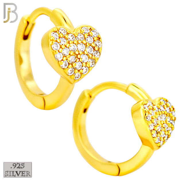 925-ES447 - 925 Sterling Silver Heart Huggies Earring with Zircon image 2