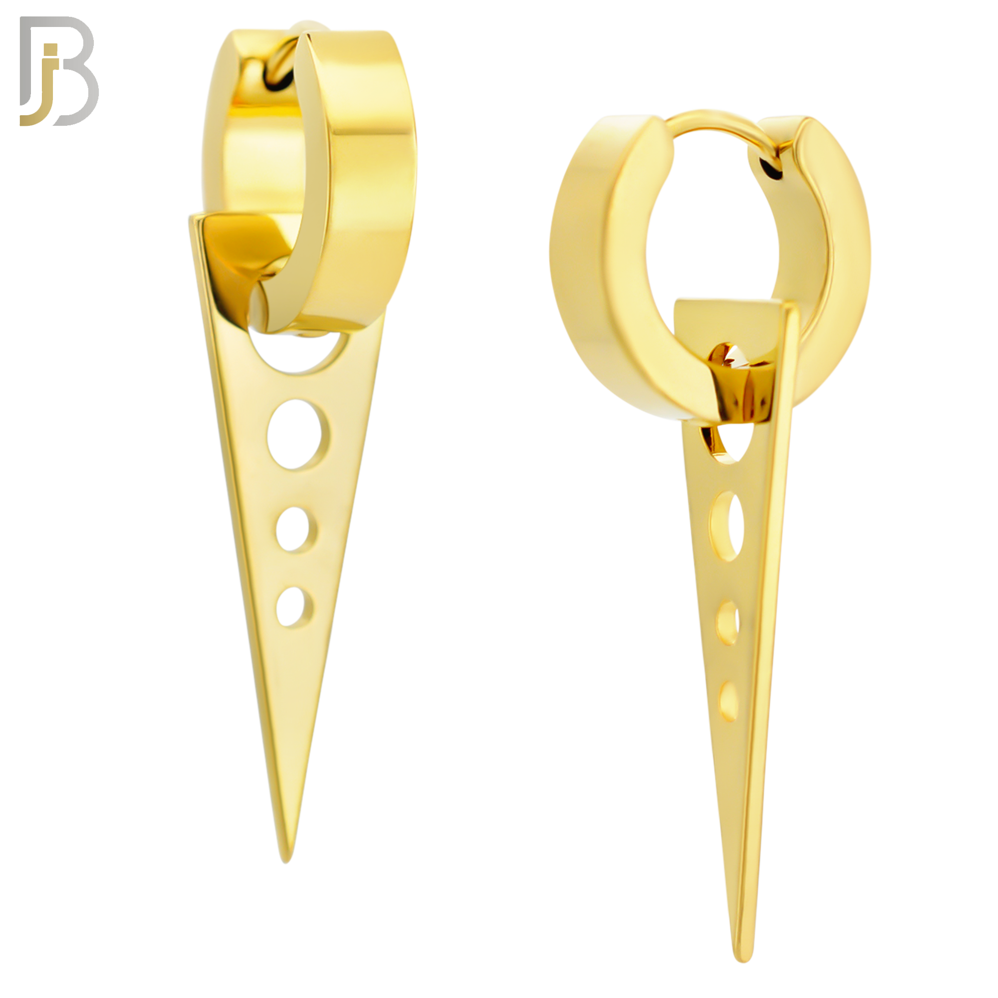 ES302 - 316L Stainless Steel Dangling Triangle with Hollow Round Design Huggies image 3