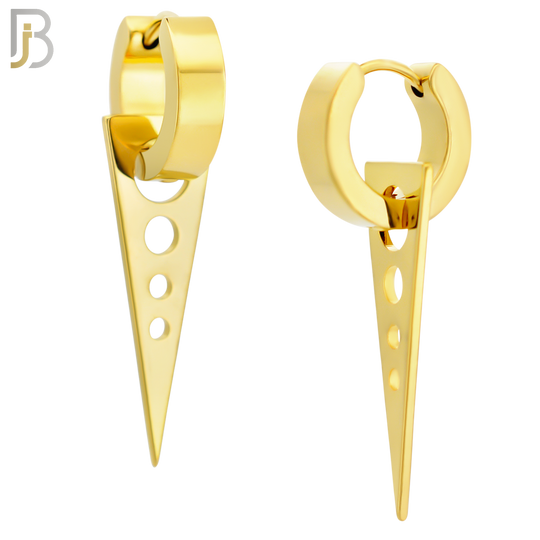 ES302 - 316L Stainless Steel Dangling Triangle with Hollow Round Design Huggies image 3