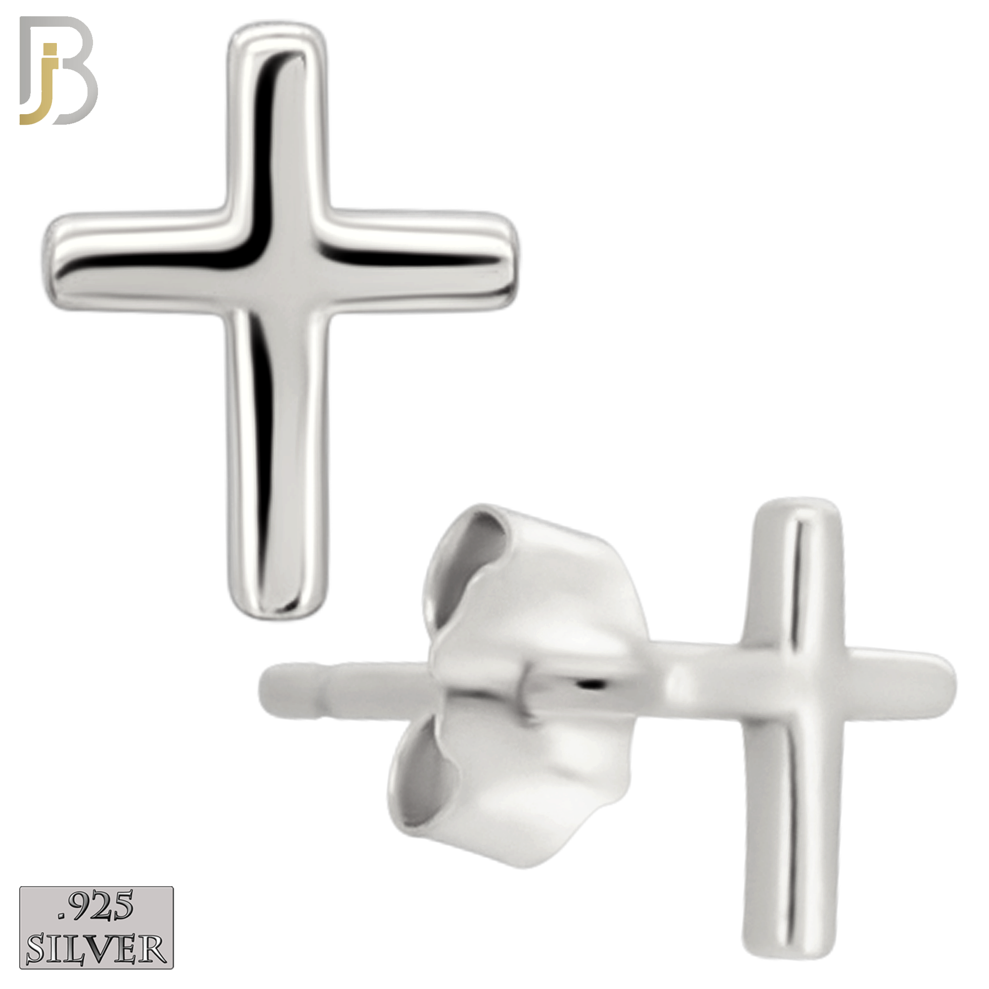 925-ES463 - 925 Sterling Silver Cross Design Earrings (Butterfly Backing) image 1