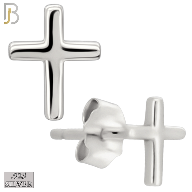 925-ES463 - 925 Sterling Silver Cross Design Earrings (Butterfly Backing) image 1