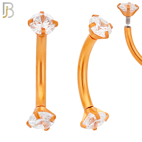 EC04RC - 316L Surgical Steel Rose Gold Plated Curved Prong Setting Zircon Internally Threaded (PACK OF 6) image 3