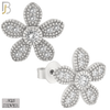 925-ES226 – .925 Sterling Silver Flower Design Earring Stud with Zircon image 1