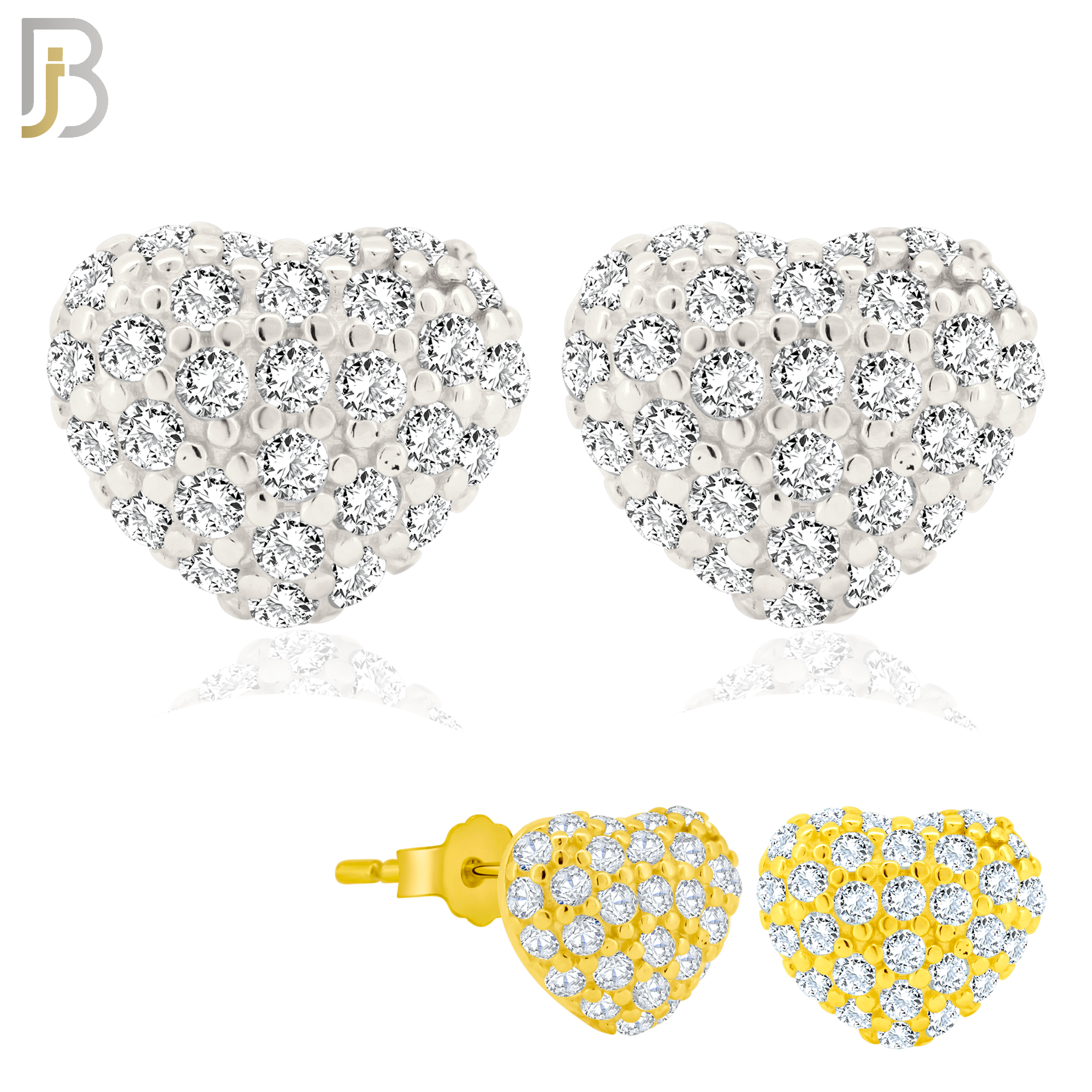 925-ES210 - Push Back - .925 Sterling Silver Heart Stud Earring with Clear Zircon Design image 0