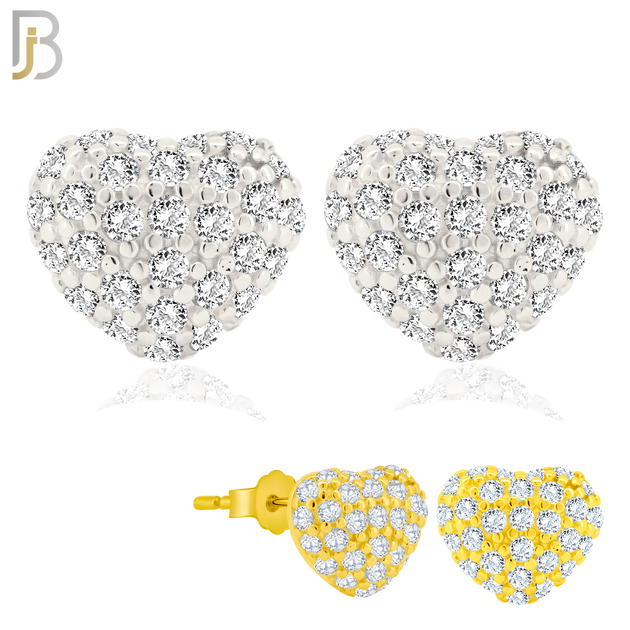 925-ES210 - Push Back - .925 Sterling Silver Heart Stud Earring with Clear Zircon Design image 0