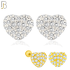 925-ES210 - Screw Ball Back - .925 Sterling Silver Heart Stud Earring with Clear Zircon Design image 0