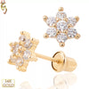 14-ES01 - 14k Solid Gold Screw Back Earrings Prong Set 6 Petal Flower image 0
