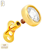 14-G23G-DM03 - G23 Titanium Gold Plated Anchor with 14k Gold Top with Bezel Set Rose Cut Lab Diamond Dermal - Internally Threaded - 4mm image