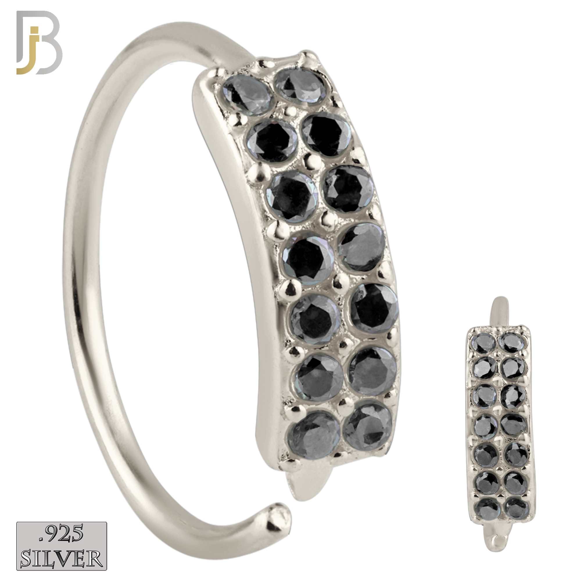 925-CT24 - 925 Sterling Silver 22g Thickness Double Layer CZ Prong Set Hoops Piercing (PACK OF 6) image 2