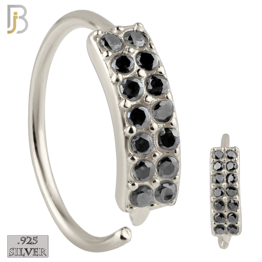 925-CT24 - 925 Sterling Silver 22g Thickness Double Layer CZ Prong Set Hoops Piercing (PACK OF 6) image 2