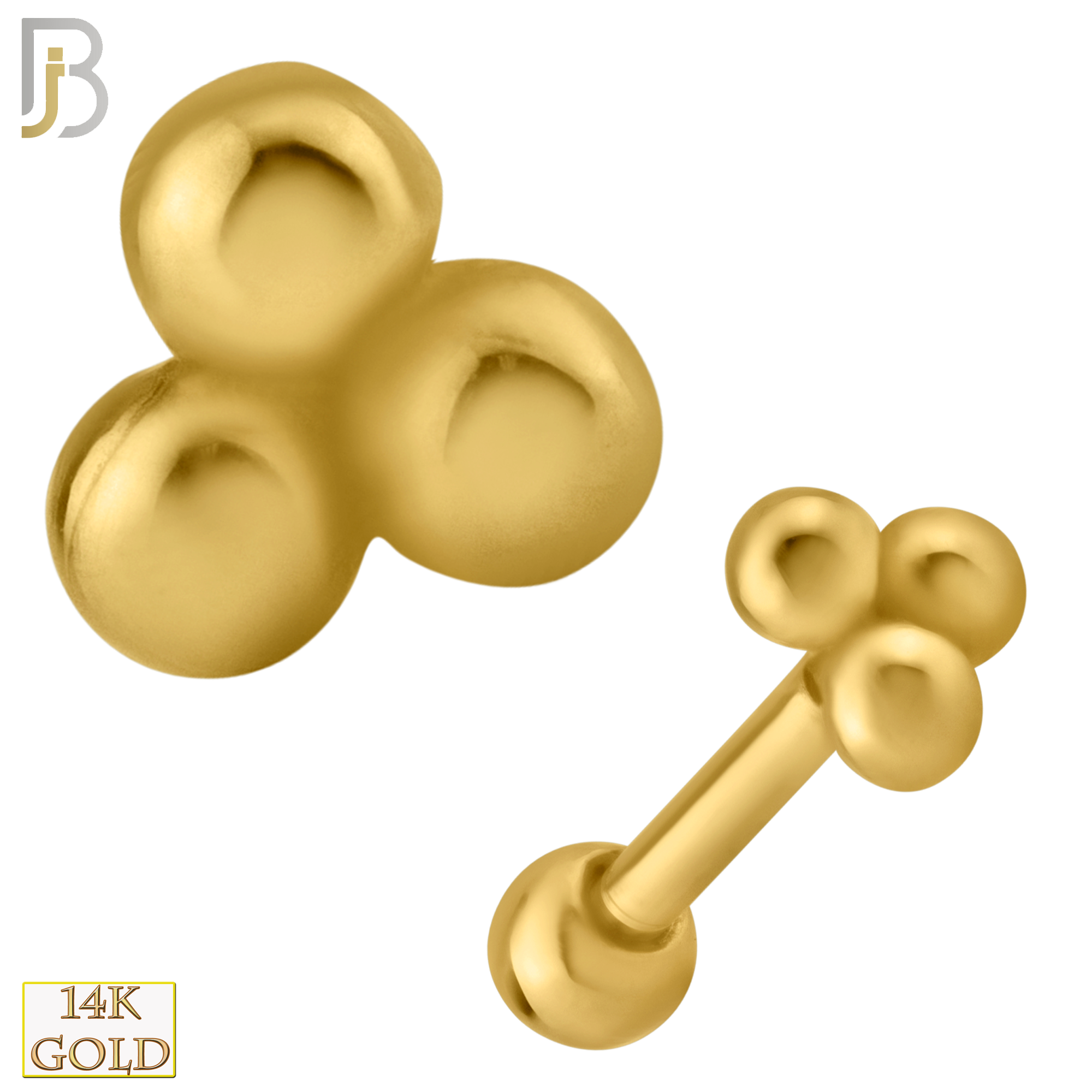 14-TB33 - 14k Solid Gold Grape Bunch Tragus Barbell Cartilage Piercing Screw Ball image 0