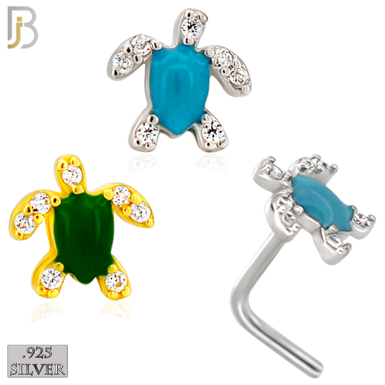 925-NR122L - 925 Silver Turtle Shape with Enamel L-Shape - Pack of 6 image 0