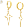 ES45 - 316L Stainless Steel Dangling Spike Cross Hollow Design Huggies Clip On image 3
