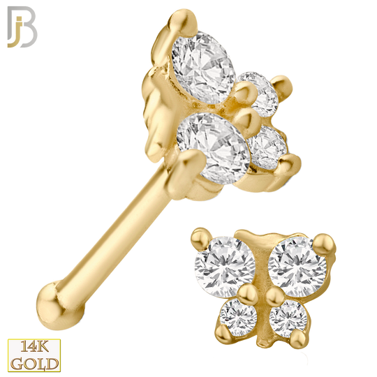 14-NR34B - 14k Solid Gold Butterfly Design with CZ Nose Bone image 0