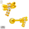 925-ES436-B - 925 Sterling Silver Dragonfly Earring with Multi Zircon - Screw Ball image 2