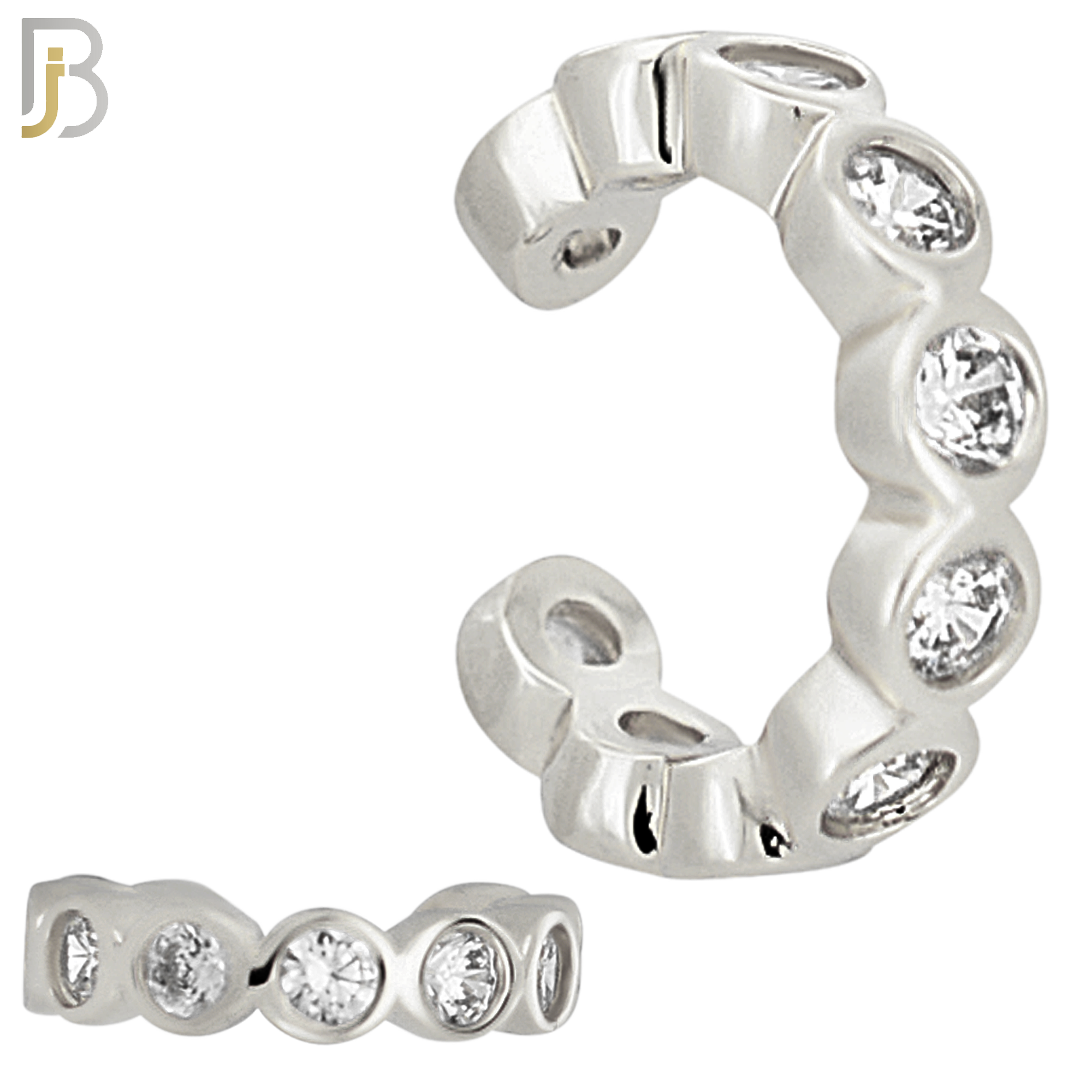 FES003 -  Zircon in Bezel Set Ear Cuff in Brass (Sold Per Piece) image 1