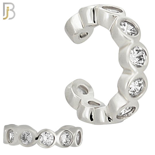 FES003 -  Zircon in Bezel Set Ear Cuff in Brass (Sold Per Piece) image 1