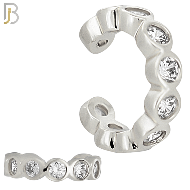 FES003 -  Zircon in Bezel Set Ear Cuff in Brass (Sold Per Piece) image 1