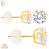 14-ES06YC - 14K Yellow Gold Silicone Back Stud Earrings Casting Prong Setting with Round Clear Zircon image 0