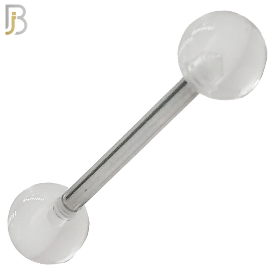 PK-BB03S - 316L Surgical Steel Barbell with Solid Color Acrylic Ball Screw External Threaded Pack of 120 image 1