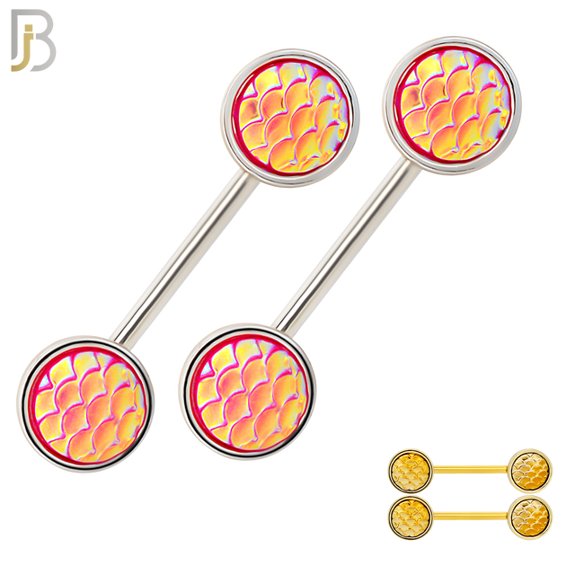 NP73 - 316L Surgical Steel Fish Scale Nipple Ring image 0