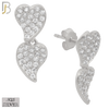 925-ES304 - .925 Sterling Silver Double Heart with Zircon Design Stud Earrings image 1