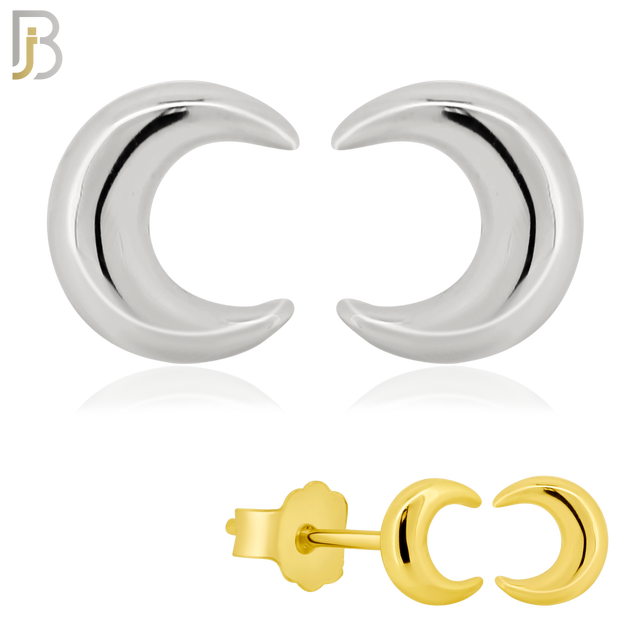 925-ES80 - .925 Sterling Silver 4x4.5mm Moon Design Earring Stud image 0