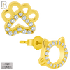 925-ES217 – Push back - .925 Sterling Silver Cat Head and Paw Mismatched Design Earring Stud with Zircon image 2
