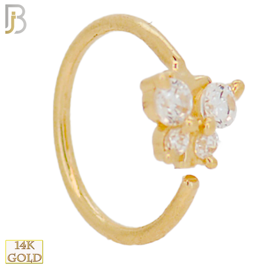 14-CT29 - 14K Solid Gold Butterfly Design with Zircon Nose Hoops Twist top Open image 0