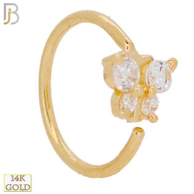 14-CT29 - 14K Solid Gold Butterfly Design with Zircon Nose Hoops Twist top Open image 0