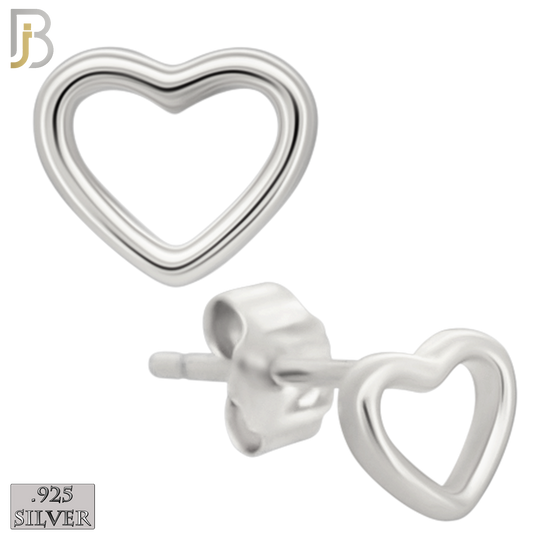 925-ES462 - 925 Sterling Silver Hollow Heart Design Earrings (Butterfly Backing) image 1