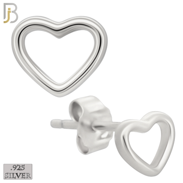 925-ES462 - 925 Sterling Silver Hollow Heart Design Earrings (Butterfly Backing) image 1