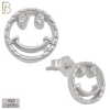 925-ES305 - .925 Sterling Silver Smiley with Zircon for Eyes Design Stud Earrings image 1