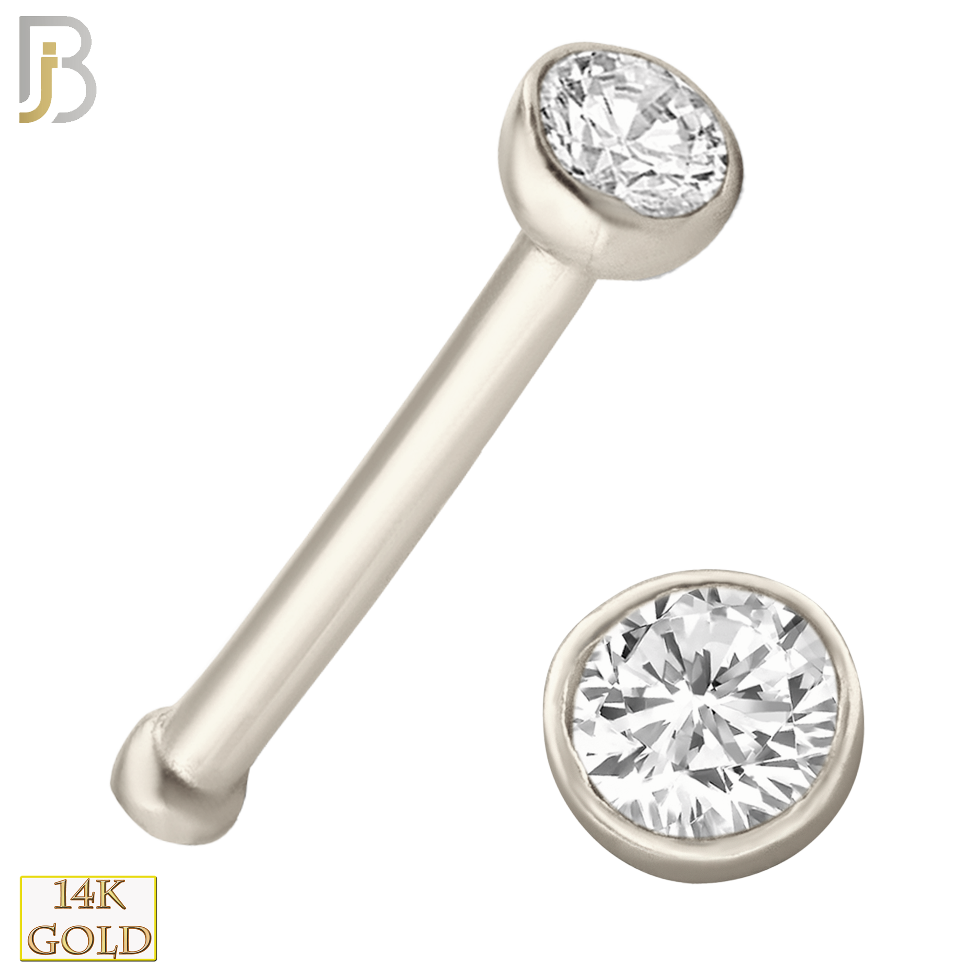 14-NR04 - 14k Yellow Gold Nose Bone Prong Set Round CZ image 1