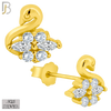 925-ES60 - .925 Sterling Silver Swan Design Zircon Earring Stud image 2