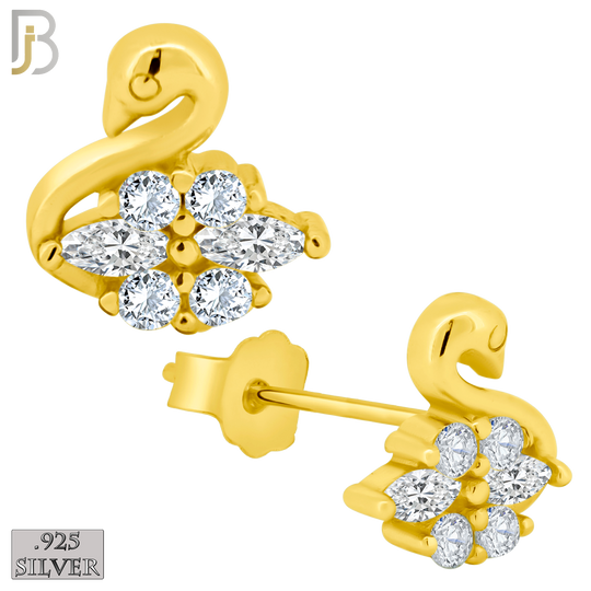 925-ES60 - .925 Sterling Silver Swan Design Zircon Earring Stud image 2