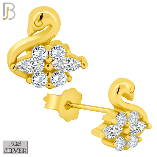 925-ES60 - .925 Sterling Silver Swan Design Zircon Earring Stud image 2
