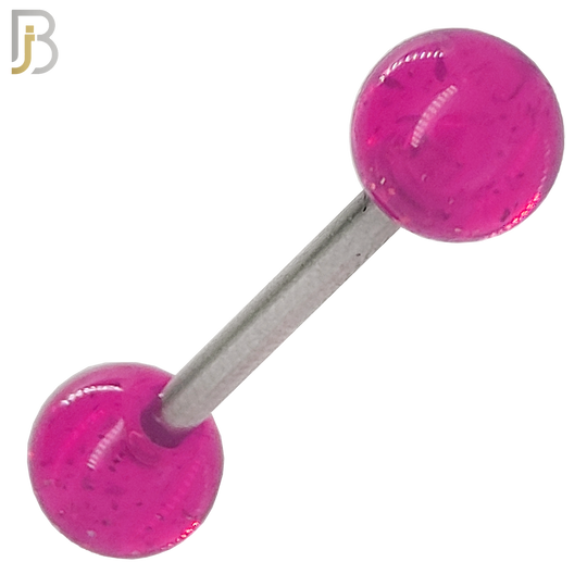BB04S - 316L Surgical Steel Screw Barbell with Solid Glitter Acrylic Ball Screw External Threaded (PACK OF 6) image 2