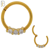 CT47 - 316 Stainless Steel Three CZ Hinged Hoop (PACK OF 6) image 1