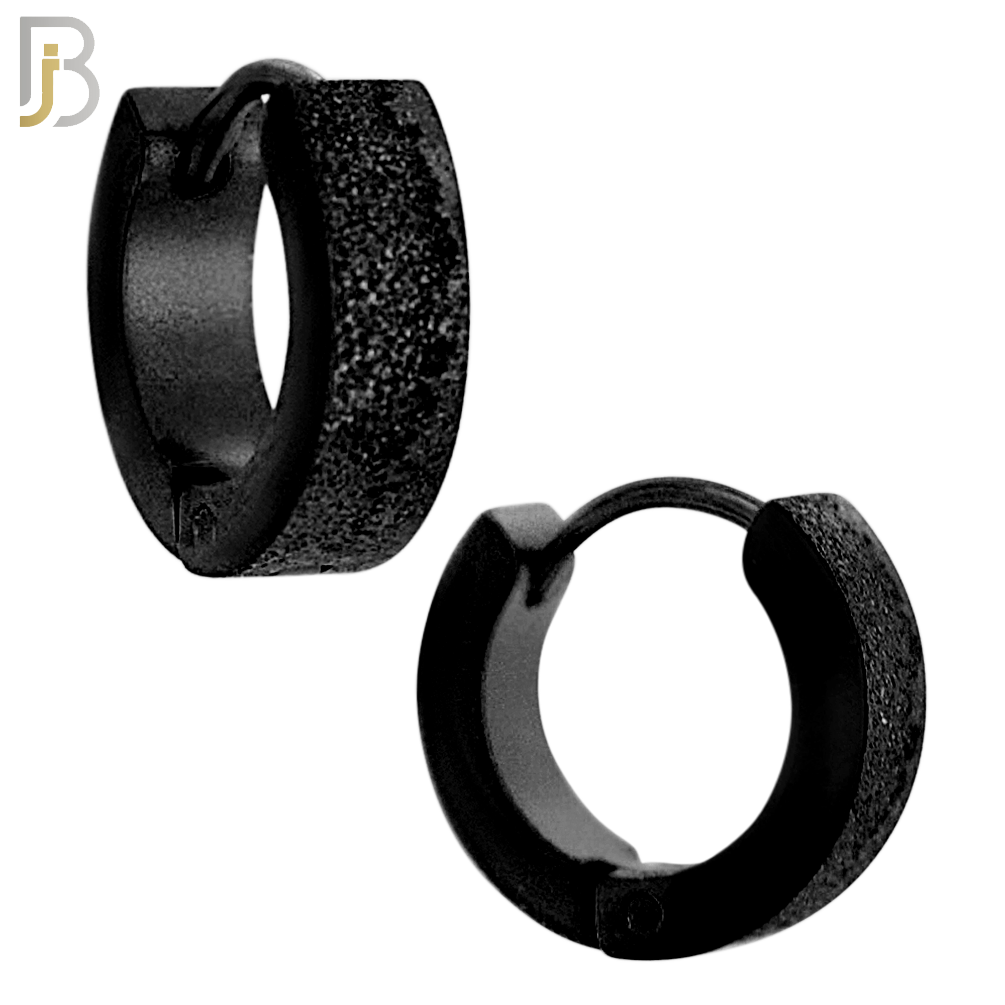 ES86K - 316L Stainless Steel Black Plated Sandpaper Design Huggies Clip On image 3