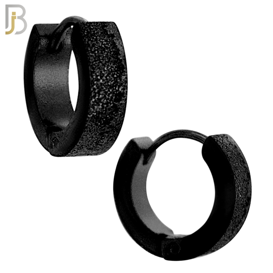 ES86K - 316L Stainless Steel Black Plated Sandpaper Design Huggies Clip On image 3