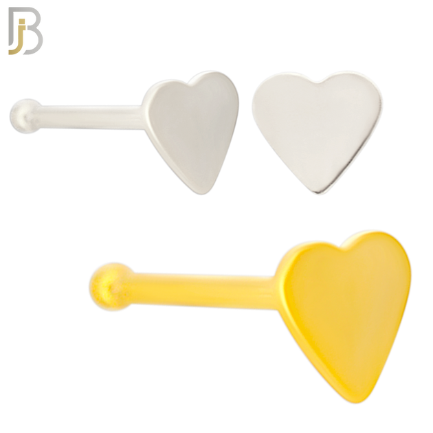 NR24B - 316L Surgical Steel Nose Bone Plain Solid Heart Design (PACK OF 6) image 0