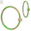 CT03RB  - 20g Thickness Multi Color Plated 316L Surgical Steel Hoops Piercing Fixed Bead Twist to Open image 1