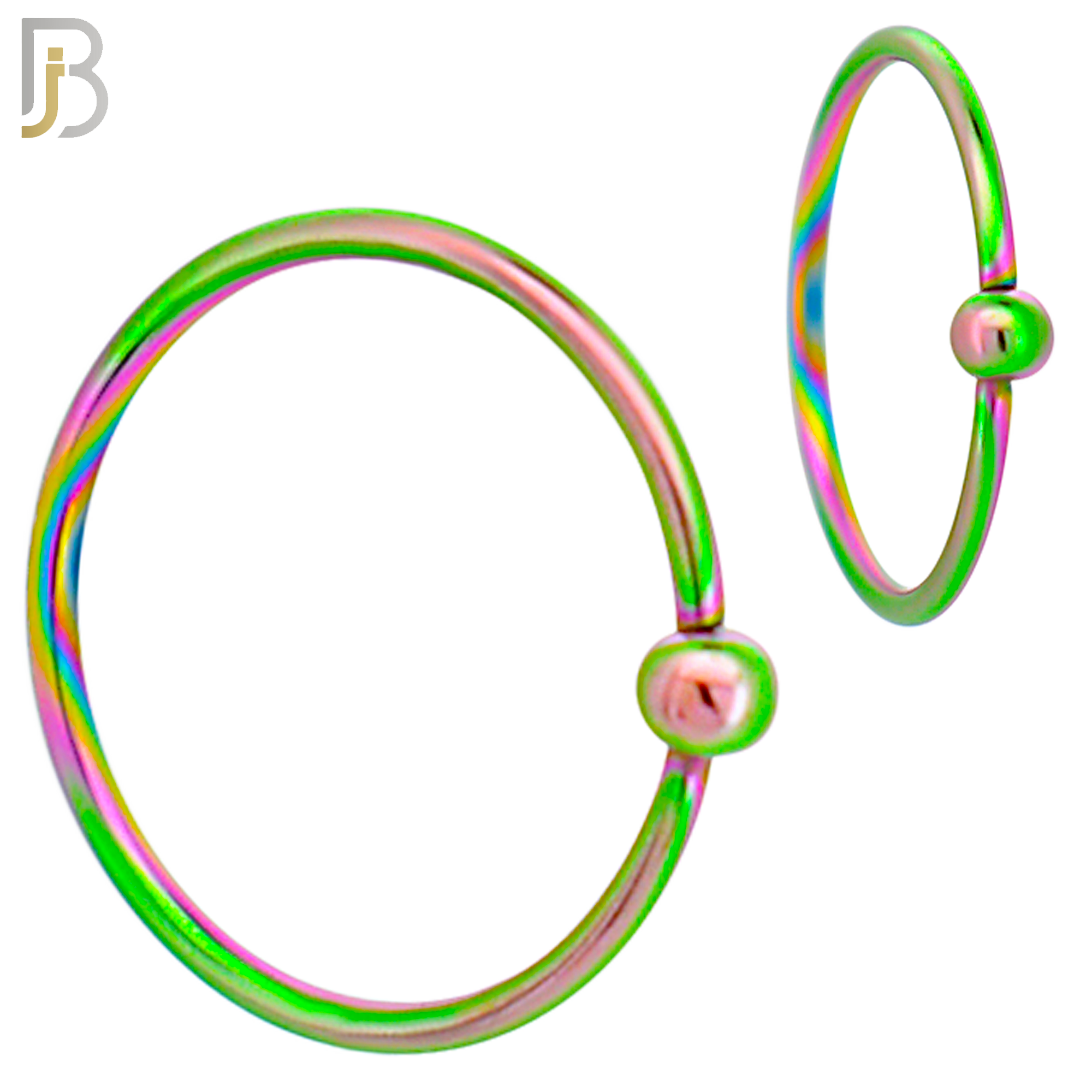 CT03RB  - 20g Thickness Multi Color Plated 316L Surgical Steel Hoops Piercing Fixed Bead Twist to Open image 1