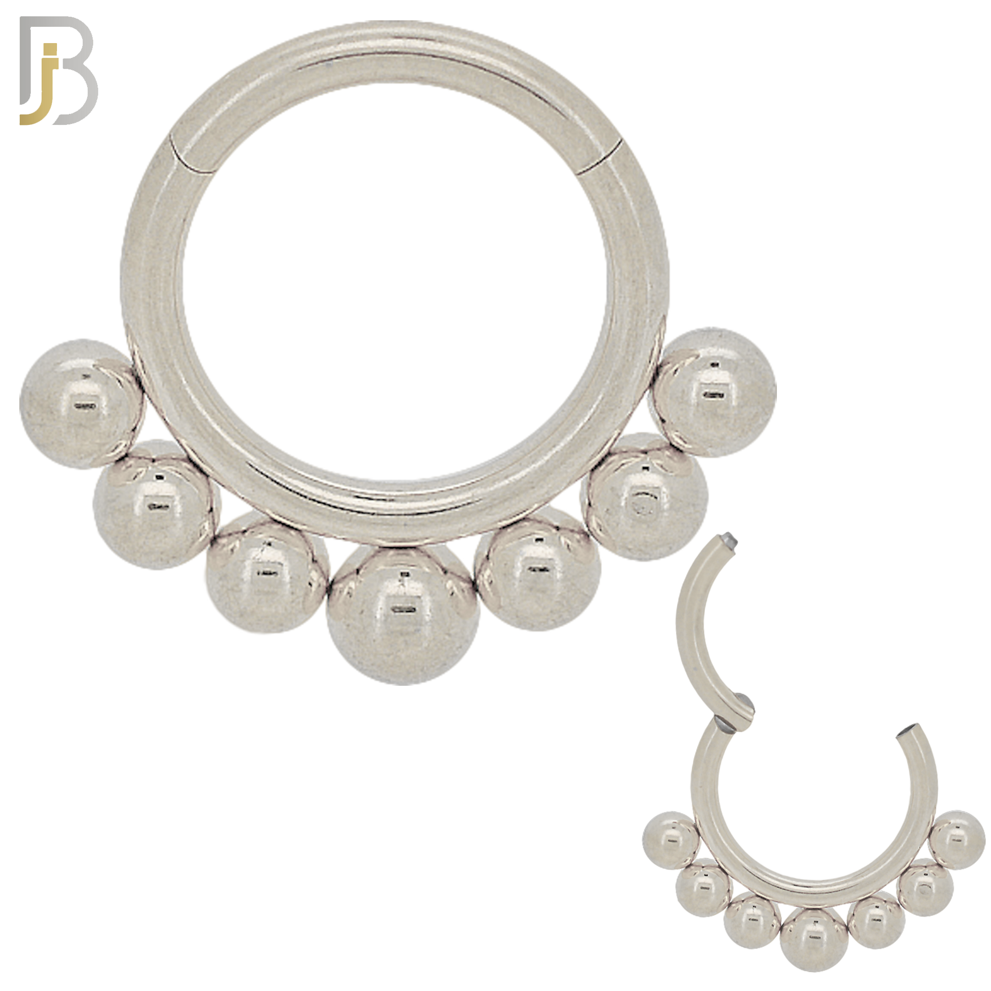 CT41 -  316 Stainless Steel Hinged Hoop with Cluster Beads Nose Rings (PACK OF 6) image 0