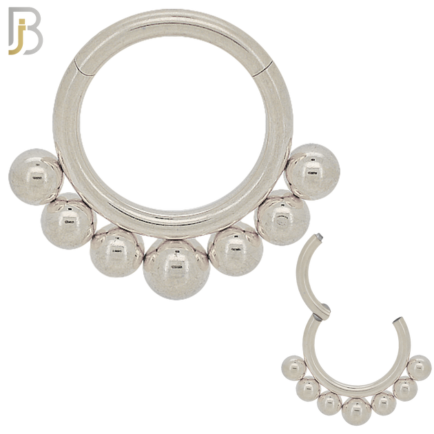 CT41 -  316 Stainless Steel Hinged Hoop with Cluster Beads Nose Rings (PACK OF 6) image 0