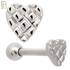 TB64 - 316L Stainless Steel Plain Tiny Waffle Heart Tragus Barbell Cartilage Piercing Screw Ball Externally Threaded (PACK OF 6) image 1