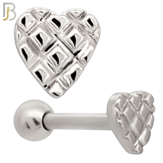 TB64 - 316L Stainless Steel Plain Tiny Waffle Heart Tragus Barbell Cartilage Piercing Screw Ball Externally Threaded (PACK OF 6) image 1
