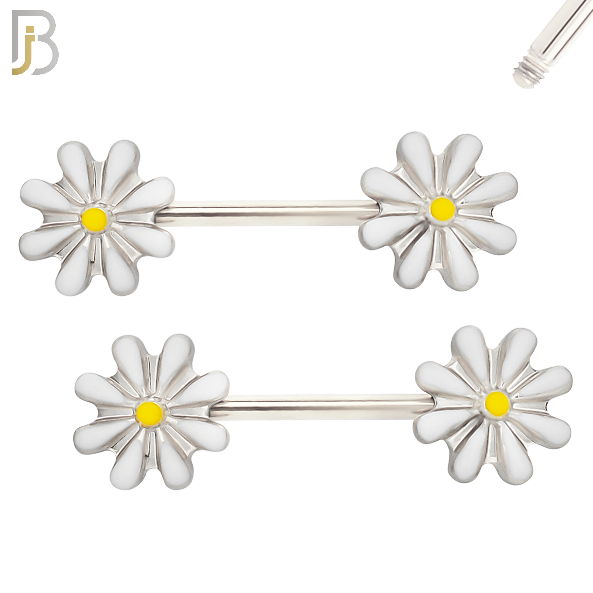 NP08 - 316L Surgical Steel Screw Daisy Design Nipple Ring Piercing image 2